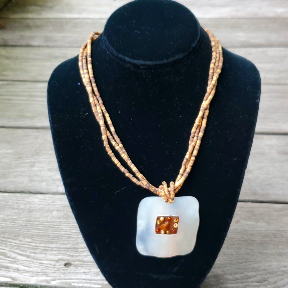 Bead, Shell, Mother Of Pearl Statement Necklace - New